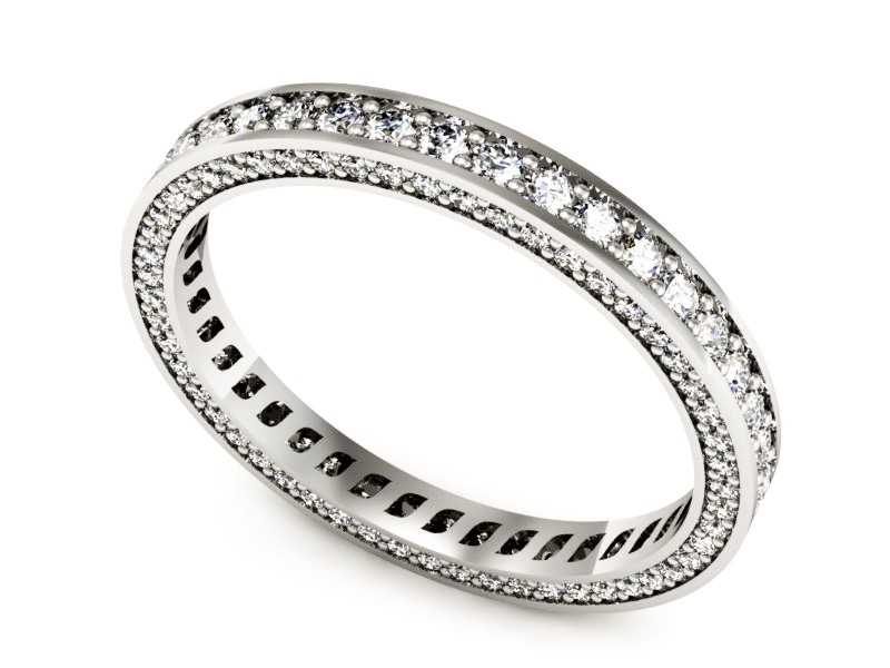 Pierścionek obrączka z brylantami białe złoto - p16255b