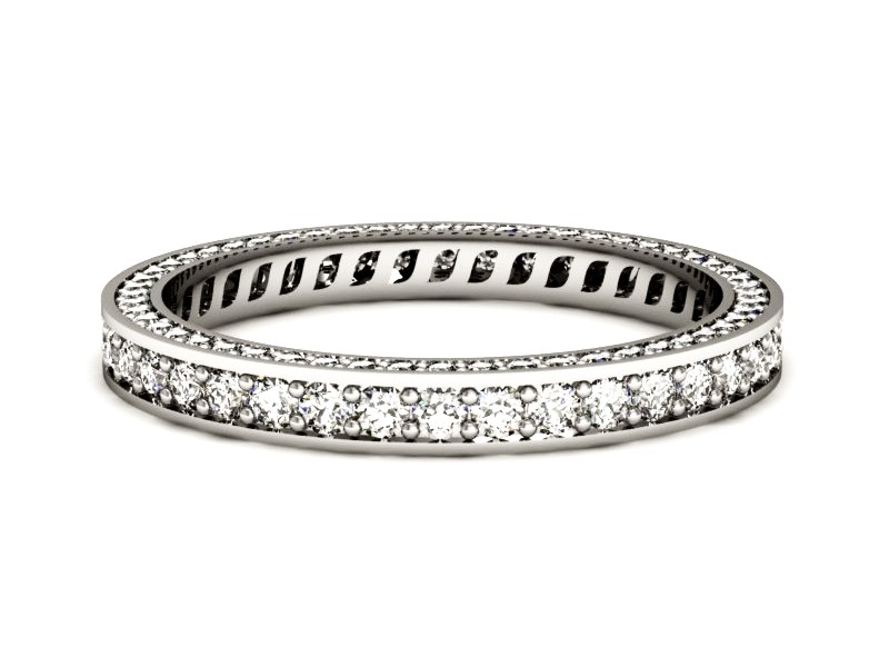 Pierścionek obrączka z brylantami białe złoto - p16255b — zdjęcie 2