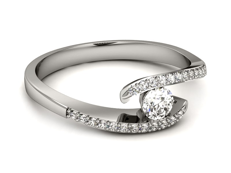 Złoty pierścionek z brylantami białe złoto - p16257b — zdjęcie 2