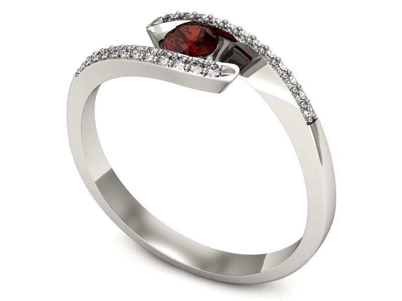 Pierścionek z granatem i brylantami białe złoto - p16257bgr — zdjęcie 3