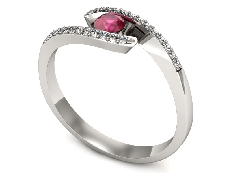 Pierścionek z rubinem i brylantami białe złoto - p16257br — zdjęcie 3