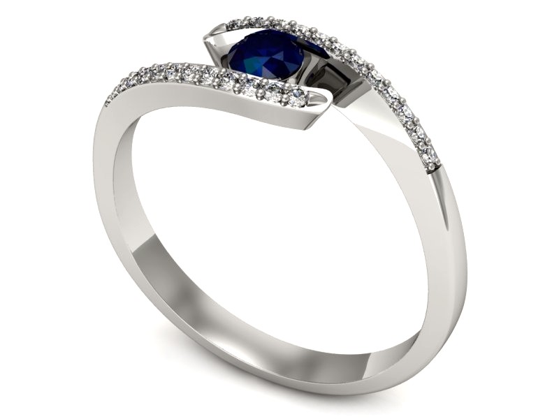 Pierścionek z szafirem i brylantami białe złoto - p16257bsz — zdjęcie 3
