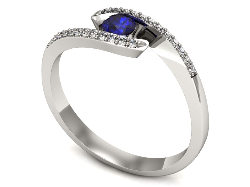 Pierścionek z szafirem i brylantami białe złoto - p16257bszc — zdjęcie 3