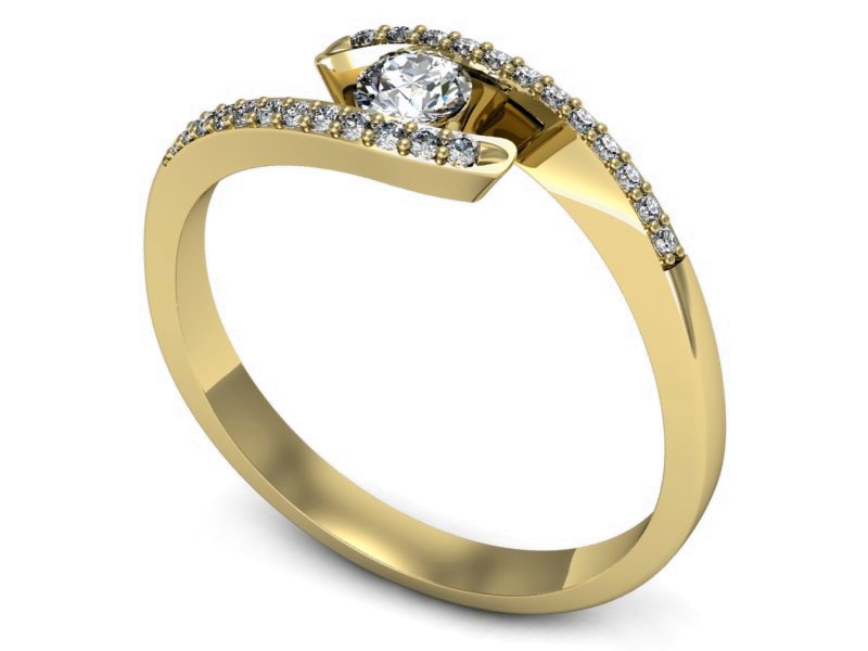 Złoty pierścionek z brylantami żółte złoto - p16257z — zdjęcie 3