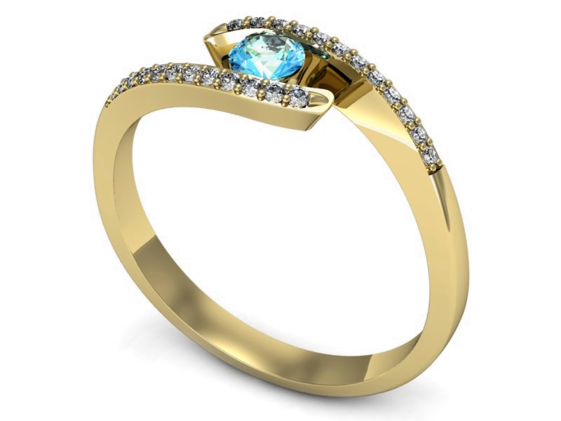 Złoty pierścionek z topazem i brylantami - p16257za — zdjęcie 3