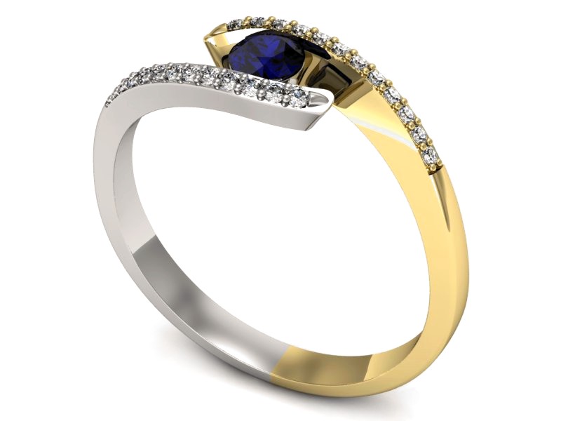 Złoty pierścionek ze spinelem i brylantami - p16257zbsp — zdjęcie 3