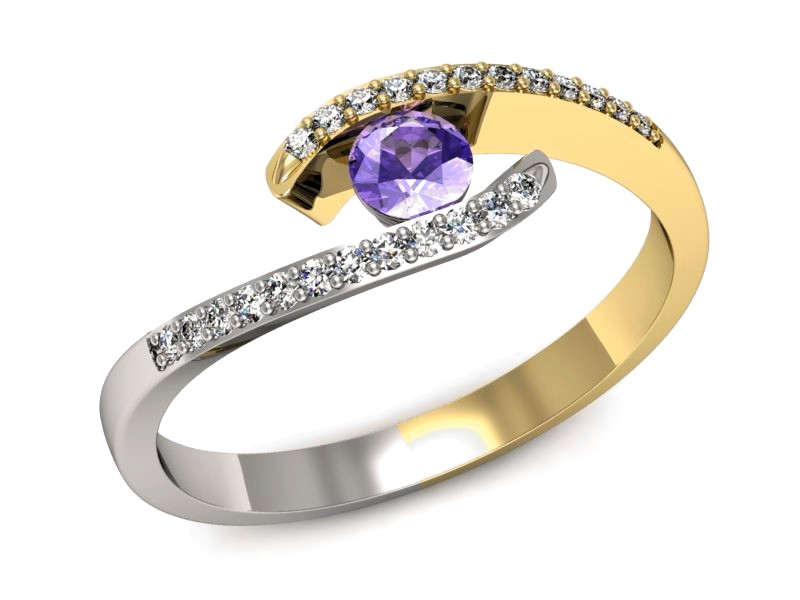 Złoty pierścionek z tanzanitem i brylantami - p16257zbt