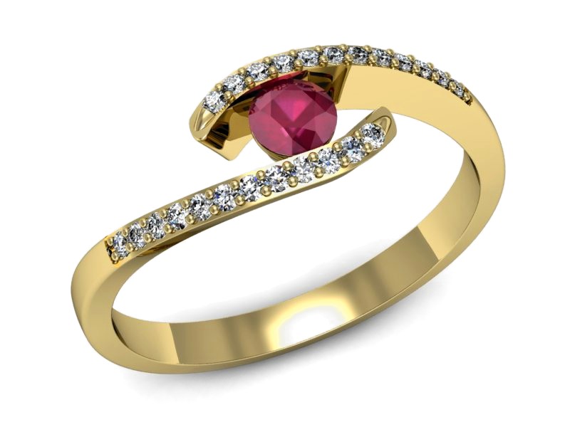 Pierścionek z rubinem i brylantami - p16257zr