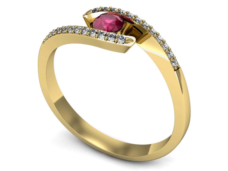 Pierścionek z rubinem i brylantami - p16257zr — zdjęcie 3