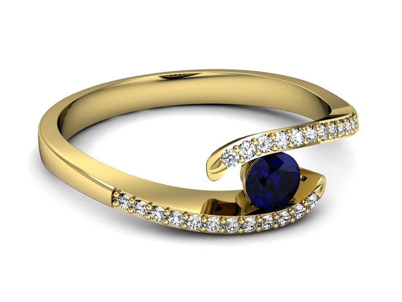 Pierścionek ze spinelem i diamentami żółte złoto - p16257zsp — zdjęcie 2