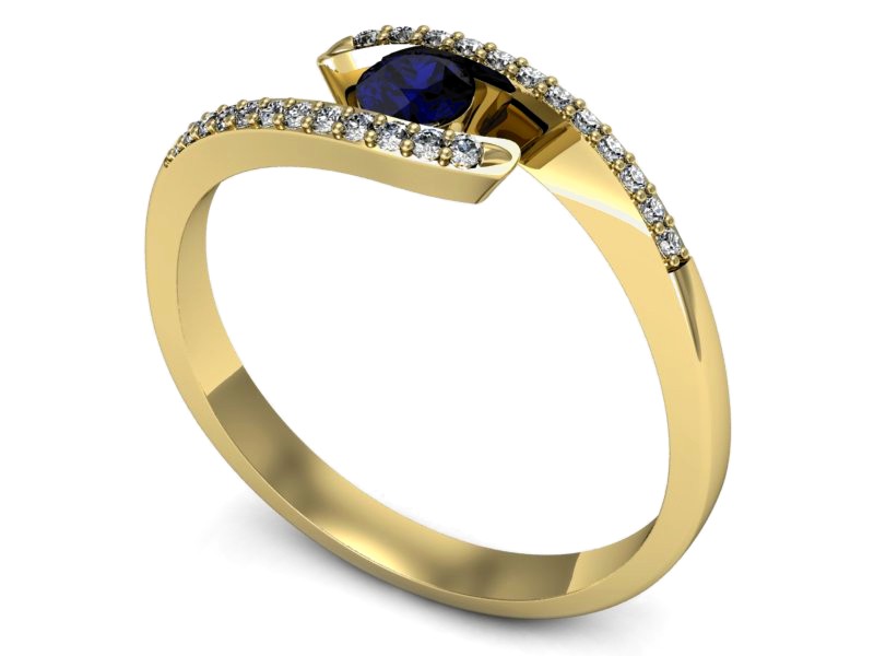 Pierścionek ze spinelem i diamentami żółte złoto - p16257zsp — zdjęcie 3