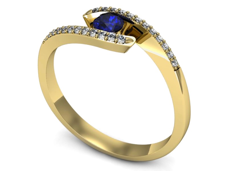 Złoty pierścionek szafir i diamenty żółte złoto - p16257zszc — zdjęcie 3