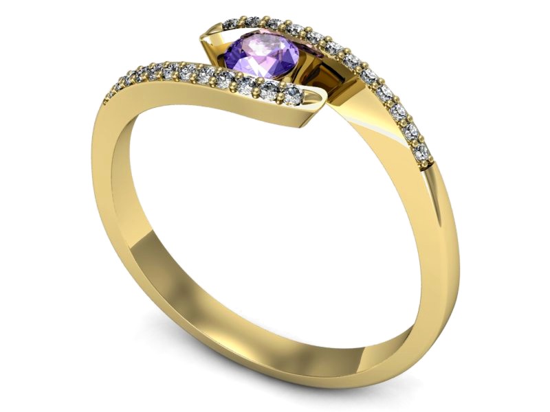 Pierścionek z tanzanitem i brylantami żółte złoto - p16257zt — zdjęcie 3