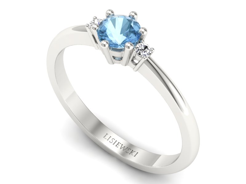 Złoty pierścionek z topazem i brylantami - p16258ba — zdjęcie 3