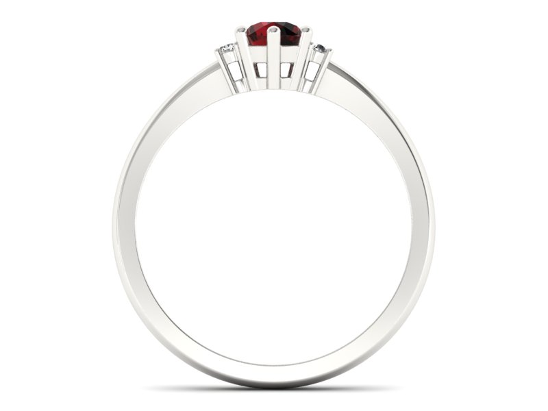 Pierścionek białe złoto z granatem i brylantami - p16258bgr — zdjęcie 2