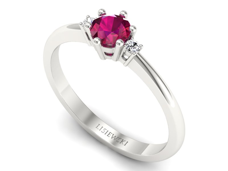 Pierścionek z rubinem i brylantami białe złoto - p16258br — zdjęcie 3