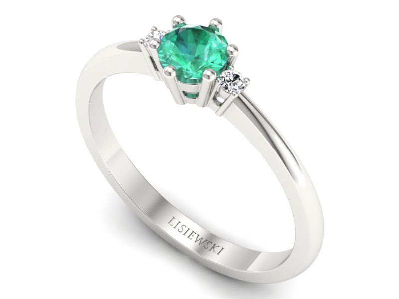 Złoty pierścionek ze szmaragdem i brylantami - p16258bsm — zdjęcie 3