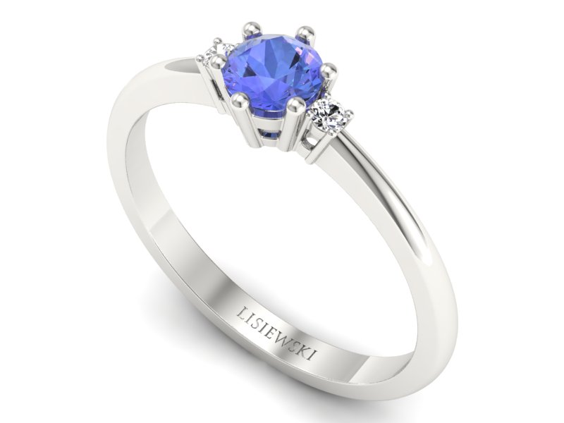 Pierścionek z tanzanitem białe złoto z brylantami - p16258bt — zdjęcie 3