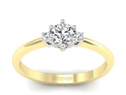 Pierścionek z diamentami żółte i białe złoto 585 - p16258zb