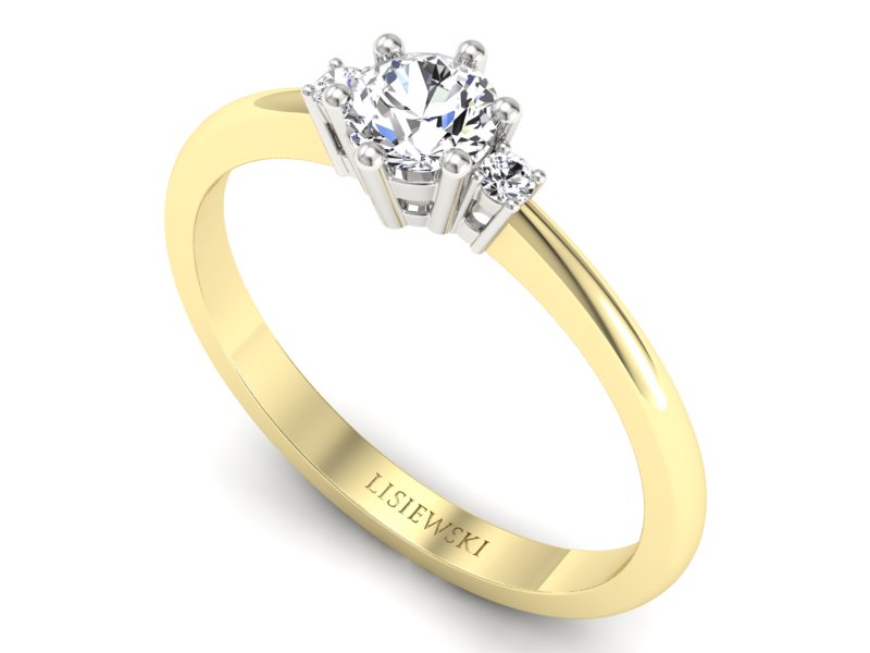 Pierścionek z diamentami żółte i białe złoto - p16258zb — zdjęcie 3