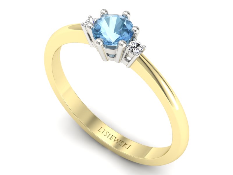 Złoty pierścionek z topazem i brylantami - p16258zba — zdjęcie 3