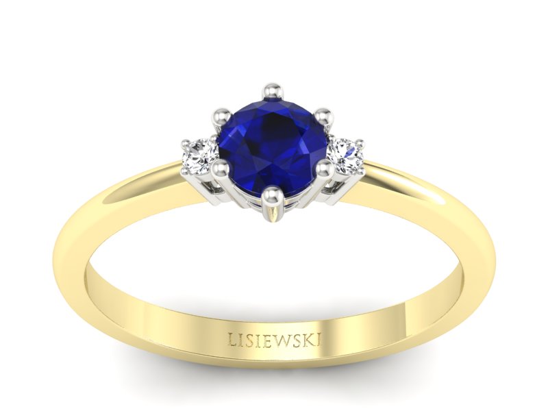 Złoty pierścionek ze spinelem i brylantami - p16258zbsp