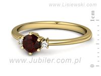Pierścionek żółte złoto z granatem z brylantami próba 585 - p16258zgr- 2