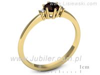 Pierścionek żółte złoto z granatem z brylantami próba 585 - p16258zgr- 3