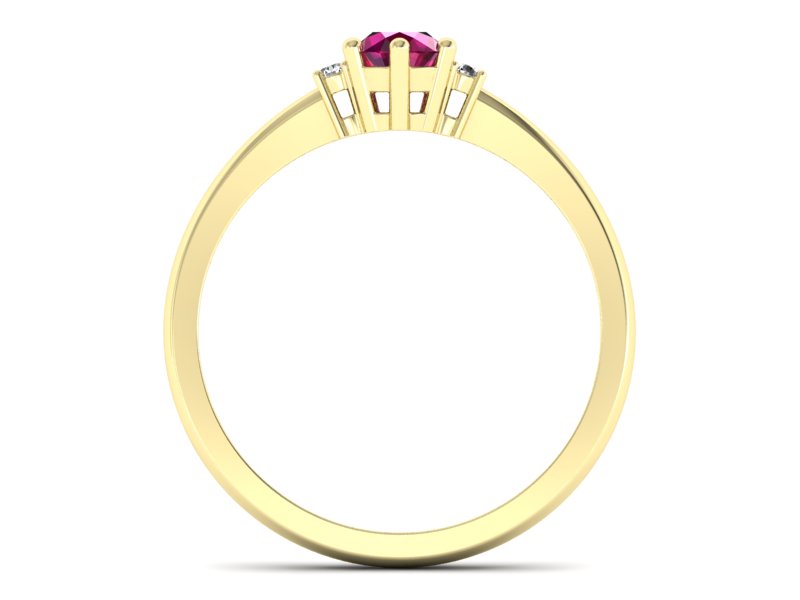 Pierścionek z rubinem i brylantami żółte złoto - p16258zr — zdjęcie 2
