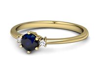 Pierścionek z szafirem i brylantami z żółtego złota 585 - p16258zsz- 2