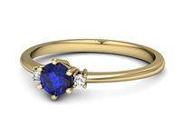 Pierścionek z szafirem żółte złoto szafir z brylantami - p16258zszc- 2