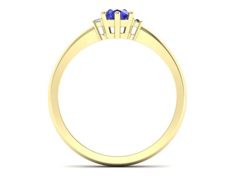 Pierścionek z szafirem z brylantami żółte złoto - p16258zszc — zdjęcie 2