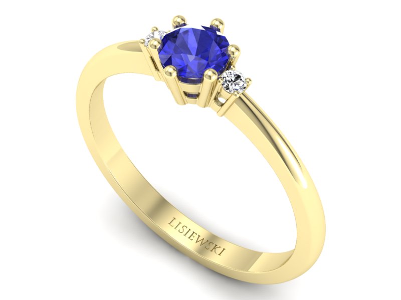 Pierścionek z szafirem z brylantami żółte złoto - p16258zszc — zdjęcie 3