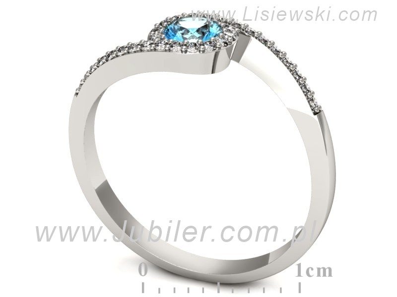 Pierścionek z topazem i brylantami białe złoto - p16259ba — zdjęcie 3