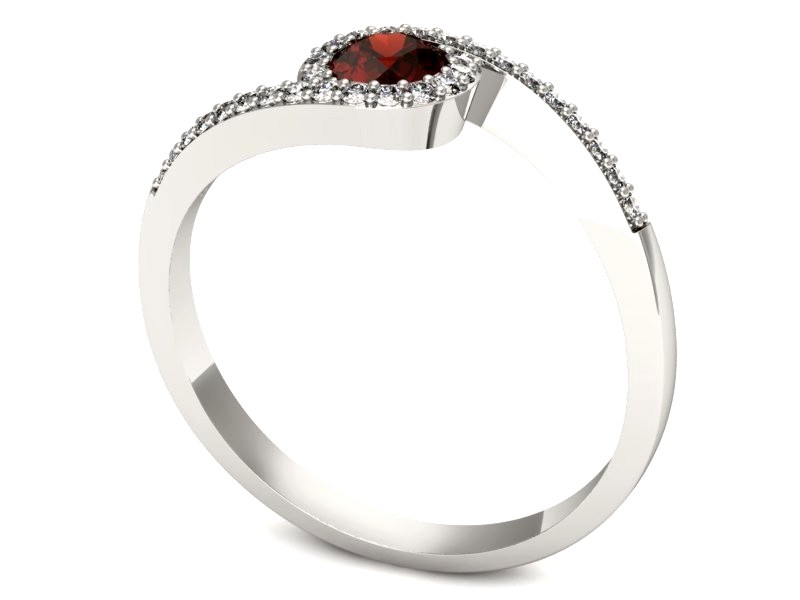 Pierścionek białe złoto z granatem i brylantami - p16259bgr — zdjęcie 3