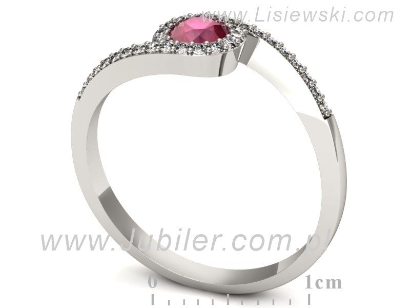 Pierścionek z rubinem i brylantami białe złoto - p16259br — zdjęcie 3
