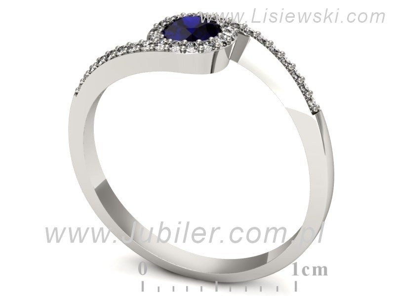 Złoty pierścionek ze spinelem i brylantami - p16259bsp — zdjęcie 3