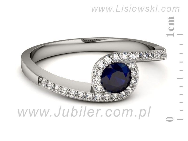 Pierścionek z szafirem i brylantami białe złoto - p16259bsz — zdjęcie 2