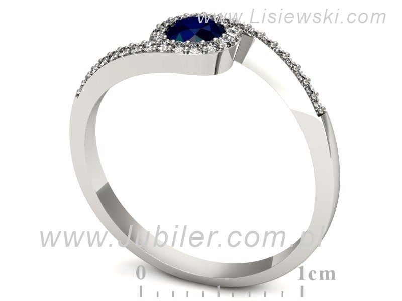 Pierścionek z szafirem i brylantami białe złoto - p16259bsz — zdjęcie 3