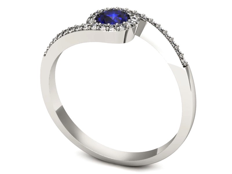 Pierścionek z szafirem i brylantami białe złoto - p16259bszc — zdjęcie 3