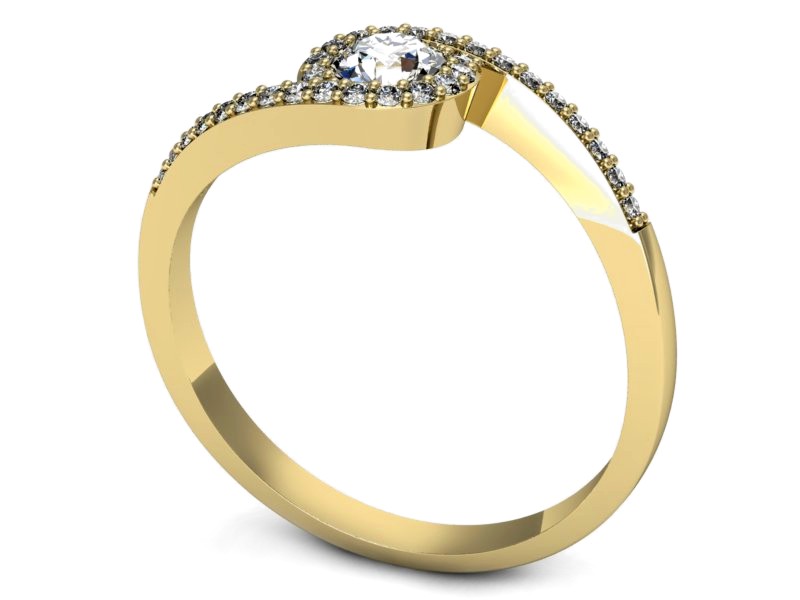 Złoty pierścionek z brylantami żółte złoto - p16259z — zdjęcie 3
