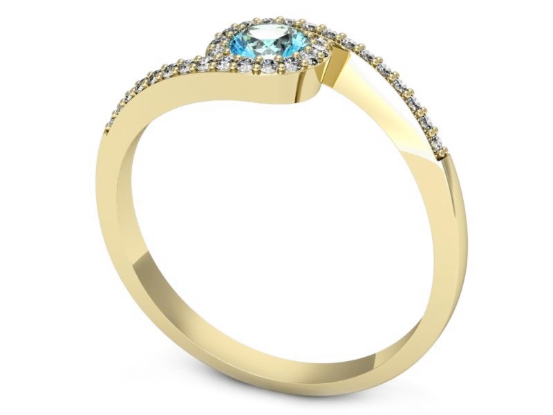 Pierścionek z topazem i brylantami żółte złoto - p16259za — zdjęcie 3
