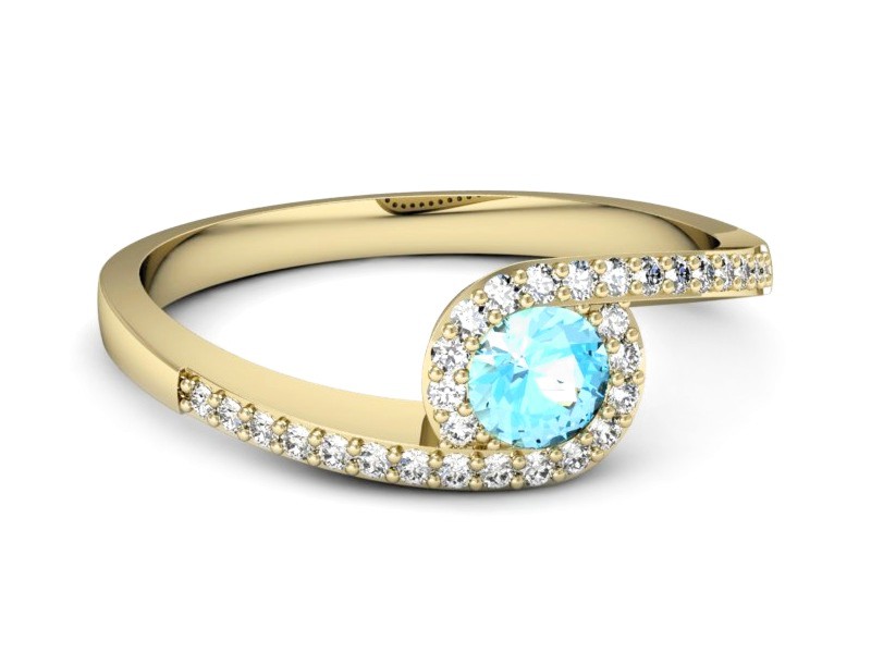 Pierścionek z topazem i brylantami żółte złoto - p16259za — zdjęcie 2