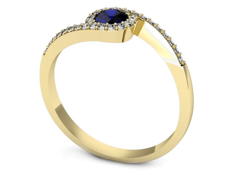 Pierścionek ze spinelem i brylantami żółte złoto - p16259zsp — zdjęcie 3