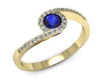 Złoty pierścionek z szafirem i diamentami - p16259zszc - 1
