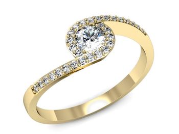 Złoty pierścionek z diamentami żółte złoto 585 - p16259zV - 1