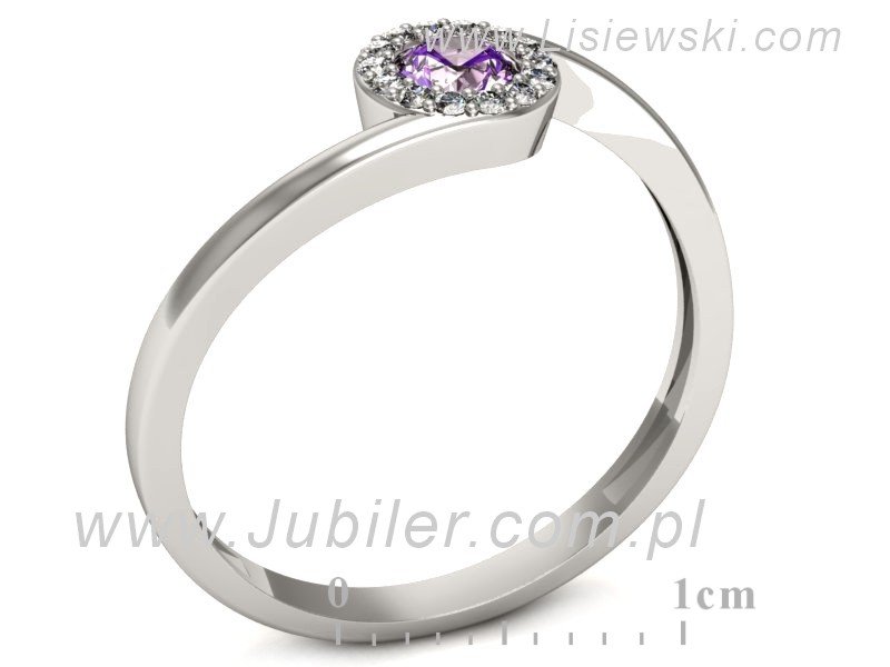 Pierścionek z ametystem i brylantami białe złoto - p16261bat — zdjęcie 3