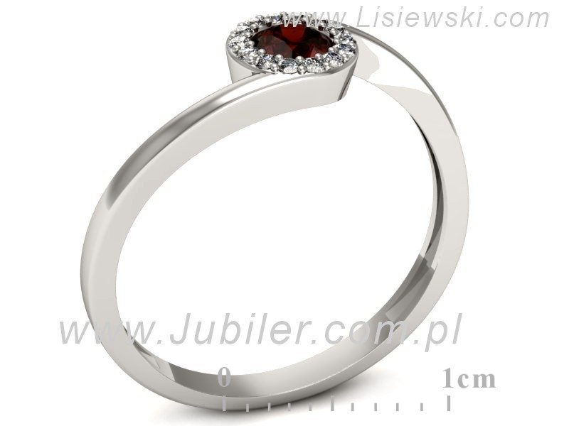 Pierścionek białe złoto z granatem i brylantami - p16261bgr — zdjęcie 3