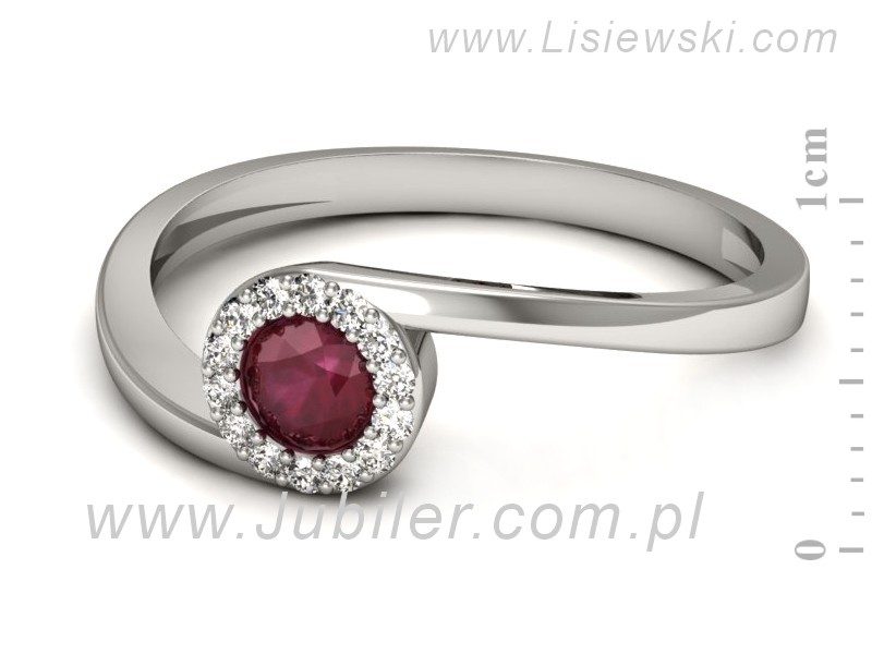 Pierścionek z rubinem i brylantami białe złoto - p16261br — zdjęcie 2