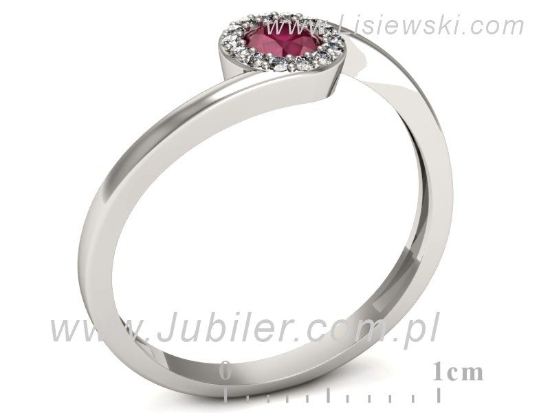 Pierścionek z rubinem i brylantami białe złoto - p16261br — zdjęcie 3